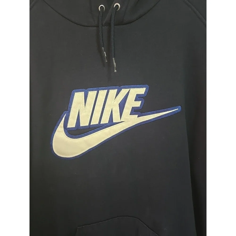 Vtg 90s Nike Hoodie Men's XL Bllue Navy Spellout Pullover  Sweatshirt‎ 90s Retro